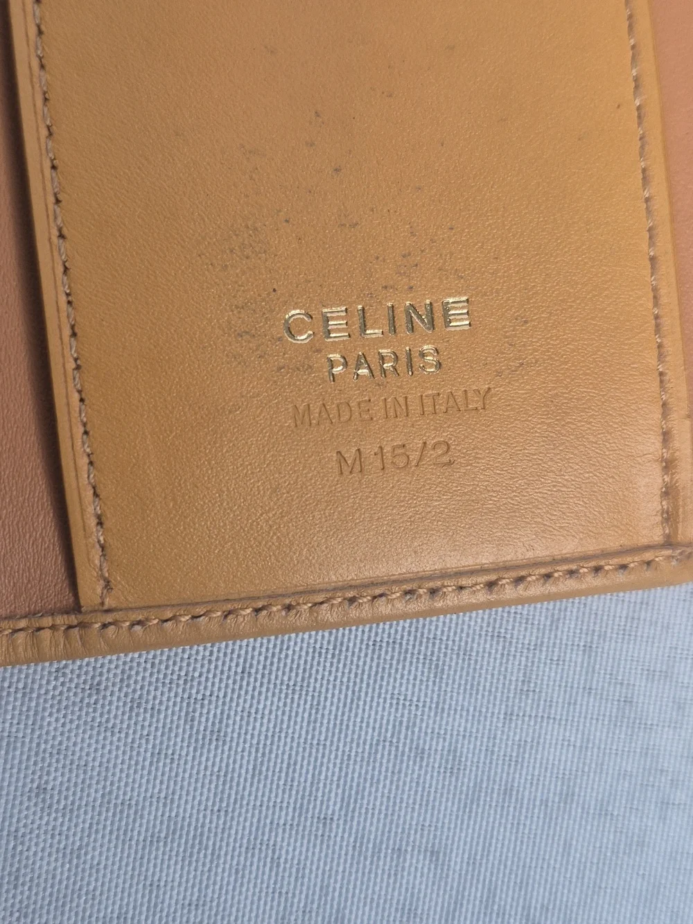 Celine Brown Canvas Trifold Key Holder with Tan Trim